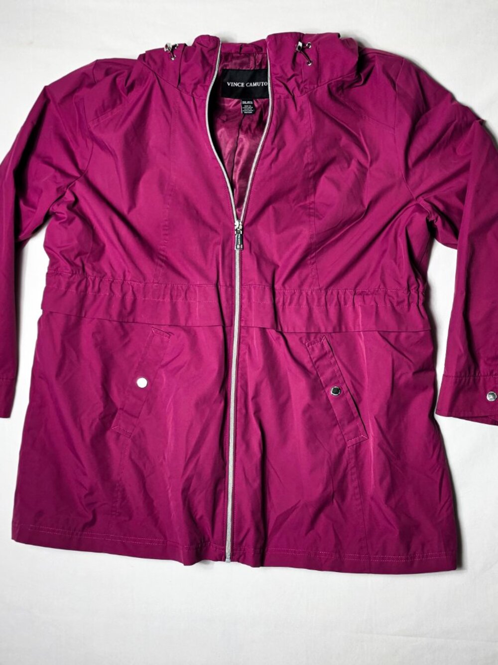 XXL Vince Camuto Womens Hooded anorak jacket burgundy cinch waist lightweight